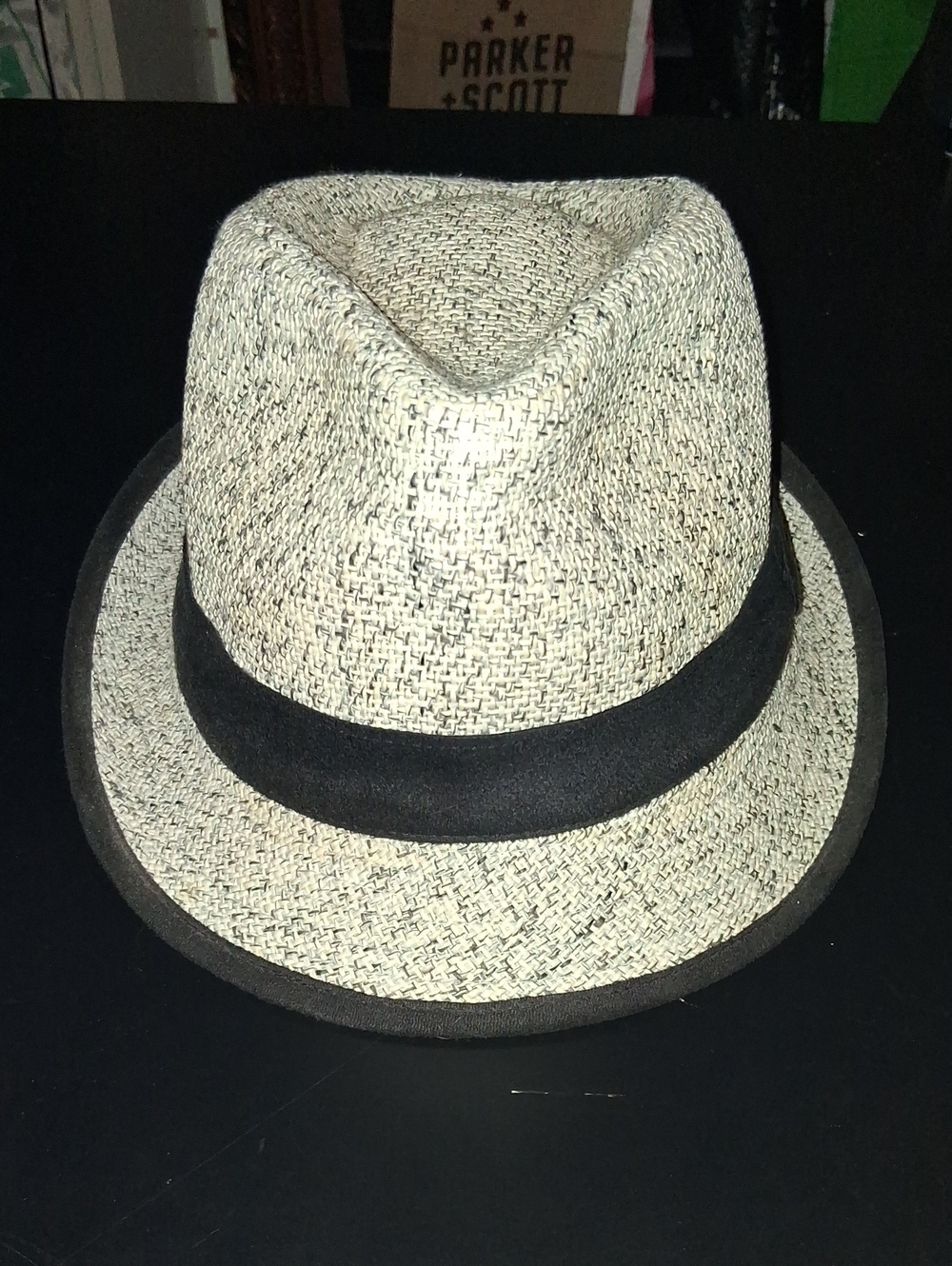 Black-Trim Tweed Fedora Hat - Men Accessories
